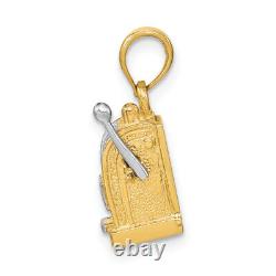 14K Yellow Gold Slot Machine Handle Necklace Charm Pendant