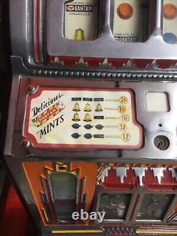 Rare Antique 1930s Pace Comet 5 cent Slot Machine With Duel Mint Dispenser