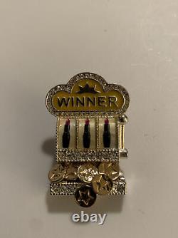 Rare Avon Casino Slot Machine Brooch Pin Winner Lipsticks Silver Tone Stones J3