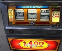 Vintage Bally Triple 7 777 Bar Bar Bar $1 Dollar Coin Slot Machine Powers On