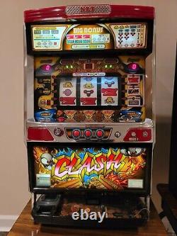 Vintage Slot Machine Clash with Tokens and key