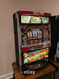 Vintage Slot Machine Clash with Tokens and key
