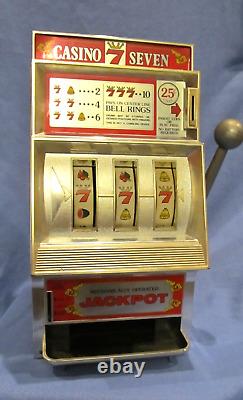WACO Casino 7 Seven Toy Slot Machine Novelty Game Metal 25 cents