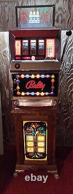 Working Vintage Bally Electro-mechanical Money Honey 25 Cent Slot Machine/stand